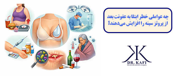 چه عواملی خطر ابتلا به عفونت بعد از پروتز سینه را افزایش می‌دهند؟